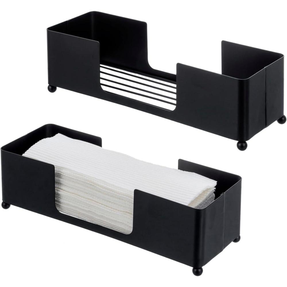 imageMyGift Gold Paper Towel Holder Toilet Paper Towel Dispenser for Bathroom C fold Paper Towel Holder Countertop for Commercial ampamp Home Use Modern Brass Finish MetalBlack2