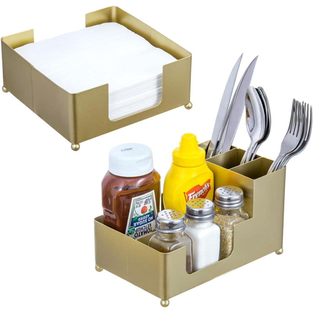 imageMyGift Gold Paper Towel Holder Toilet Paper Towel Dispenser for Bathroom C fold Paper Towel Holder Countertop for Commercial ampamp Home Use Modern Brass Finish MetalBrasstone set