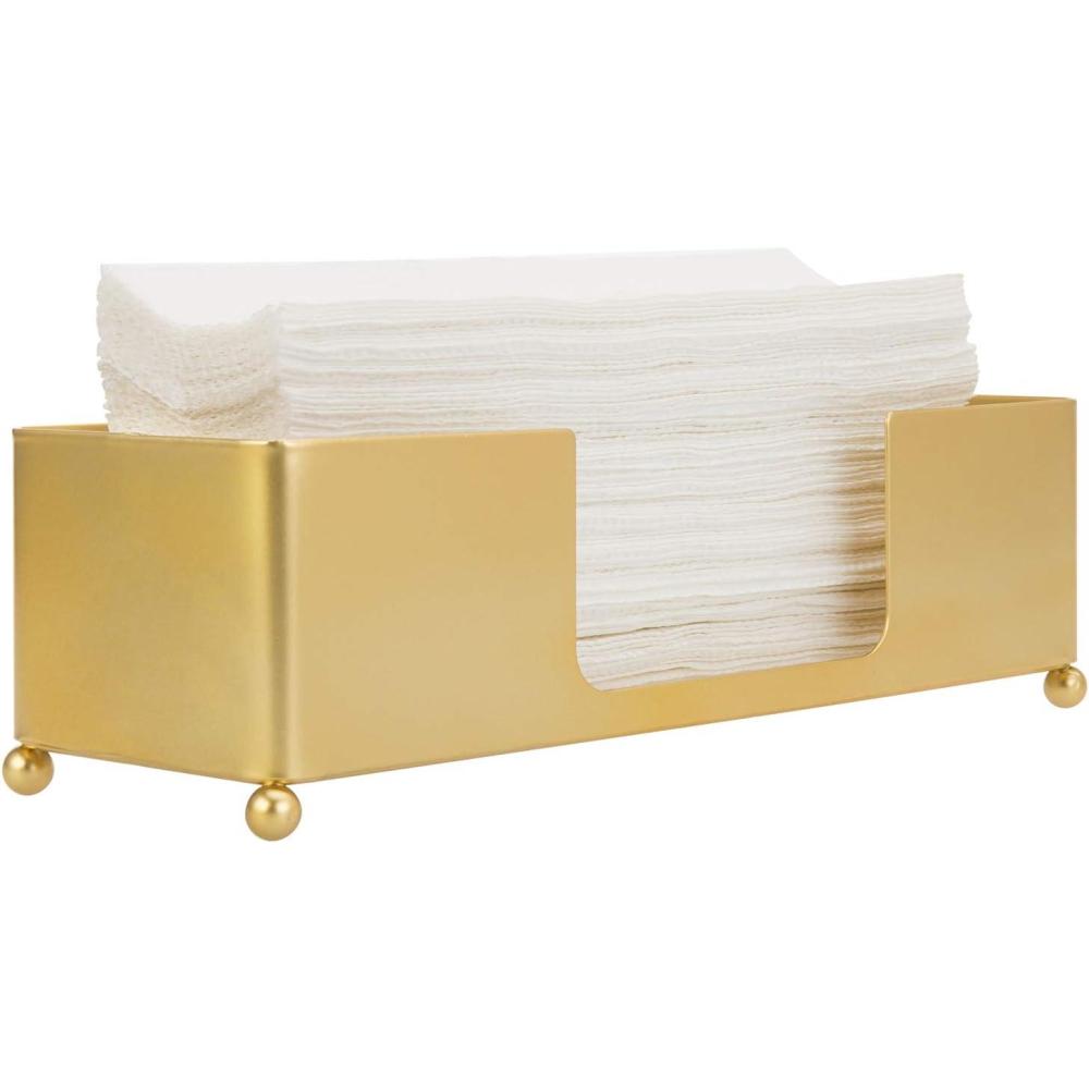 imageMyGift Gold Paper Towel Holder Toilet Paper Towel Dispenser for Bathroom C fold Paper Towel Holder Countertop for Commercial ampamp Home Use Modern Brass Finish MetalBrass