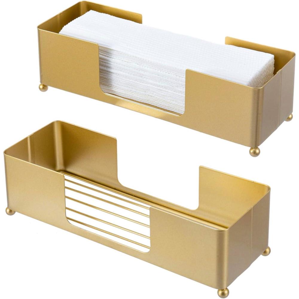 imageMyGift Gold Paper Towel Holder Toilet Paper Towel Dispenser for Bathroom C fold Paper Towel Holder Countertop for Commercial ampamp Home Use Modern Brass Finish MetalBrass Tone2