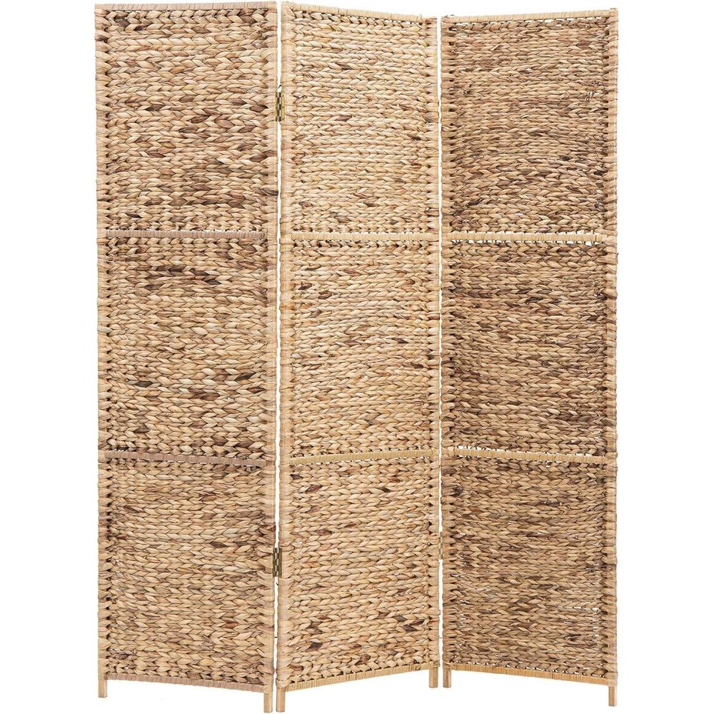imageMyGift Handwoven Seagrass 3 Panel Room Divider Screen with Wood Frame 6FT Folding Partition Room Divider Brown 5725W x 70H