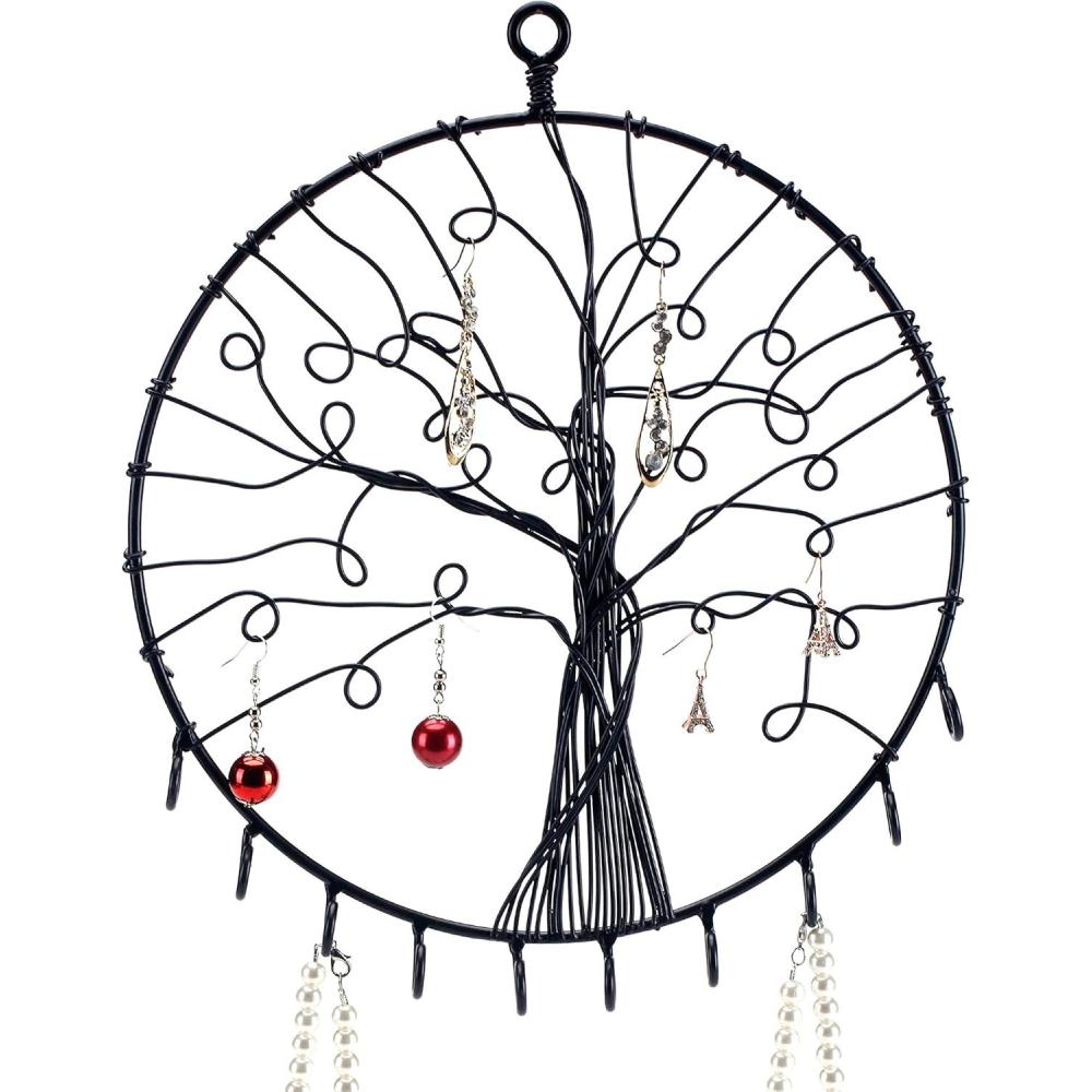 imageMyGift Jewelry Organizer Wall Mounted Black Metal Scrollwork Design Necklace Holder Jewelry Display Storage Rack with 20 Hanging SHooksBlack1