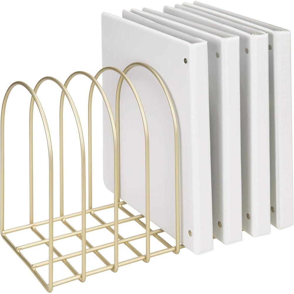 imageMyGift Large Desktop Document Holder Brass Metal Wire File Folder Organizer Rack with 8Slots and Arch DesignBrass