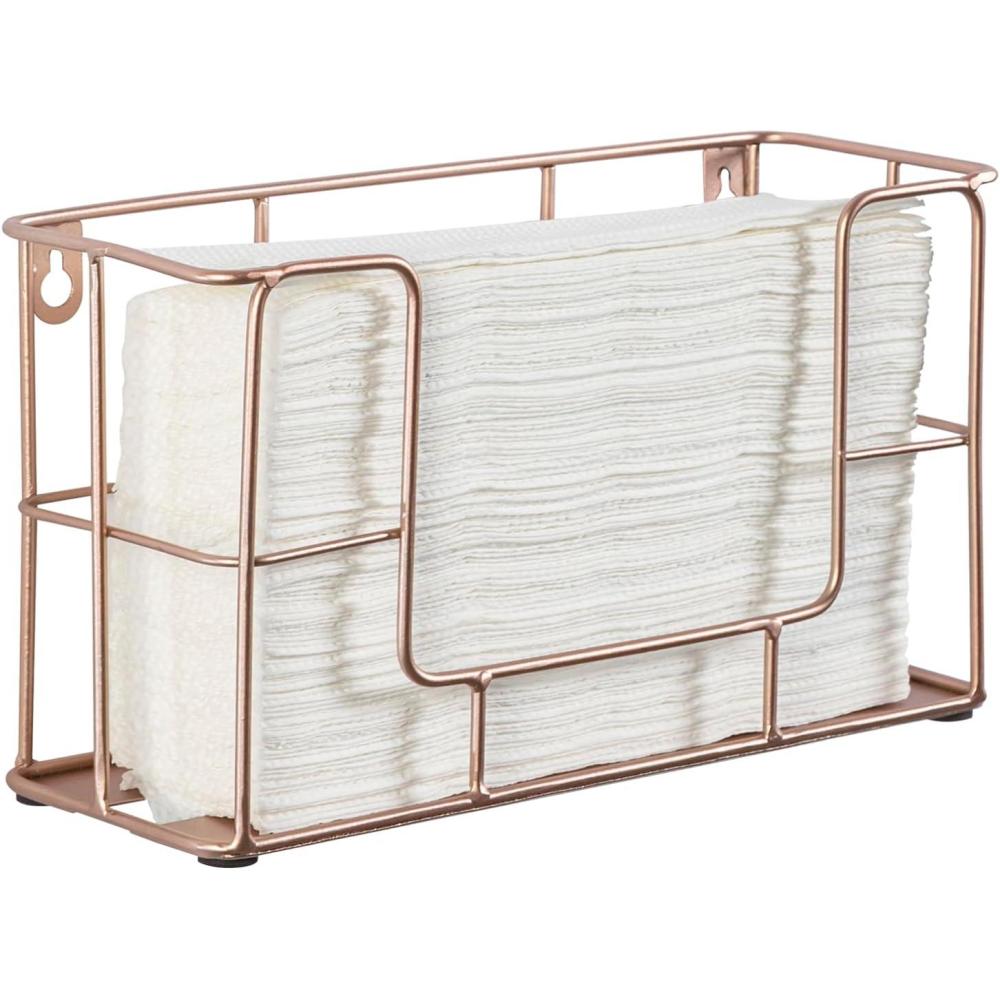 imageMyGift Modern Brass Tone Metal Wire Commercial Wall Mounted or Tabletop Paper Folded Towel Holder Dispenser Rack Tree and BirdCopper