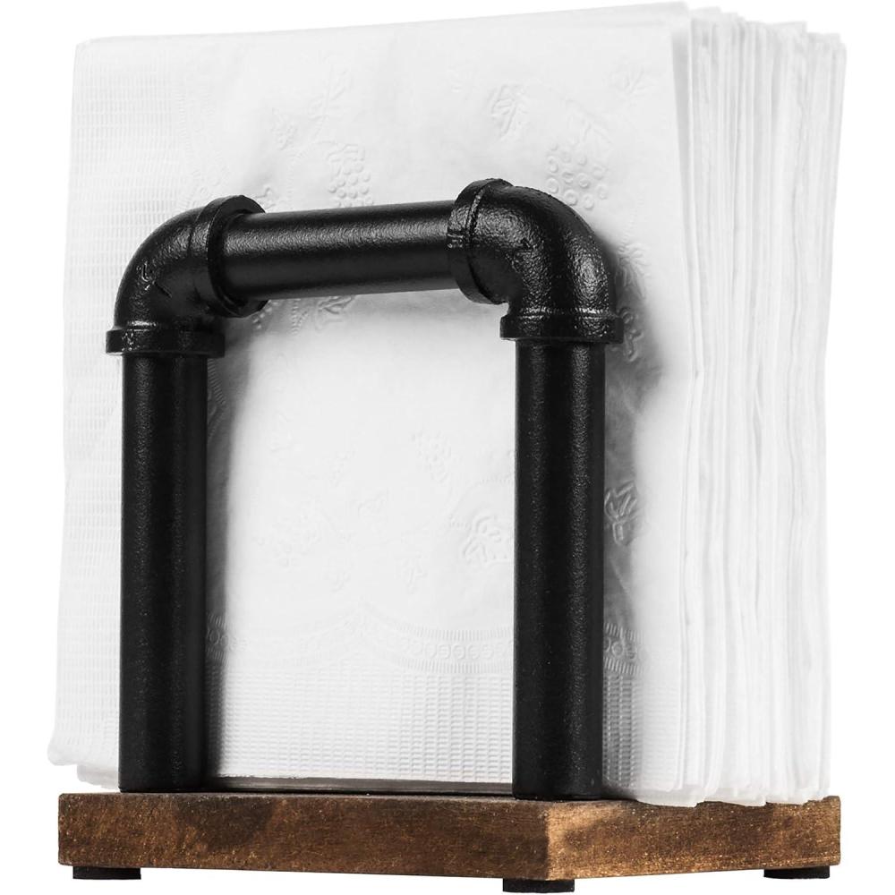 imageMyGift Modern Brass Tone Metal Wire Commercial Wall Mounted or Tabletop Paper Folded Towel Holder Dispenser Rack Tree and BirdPipe Black