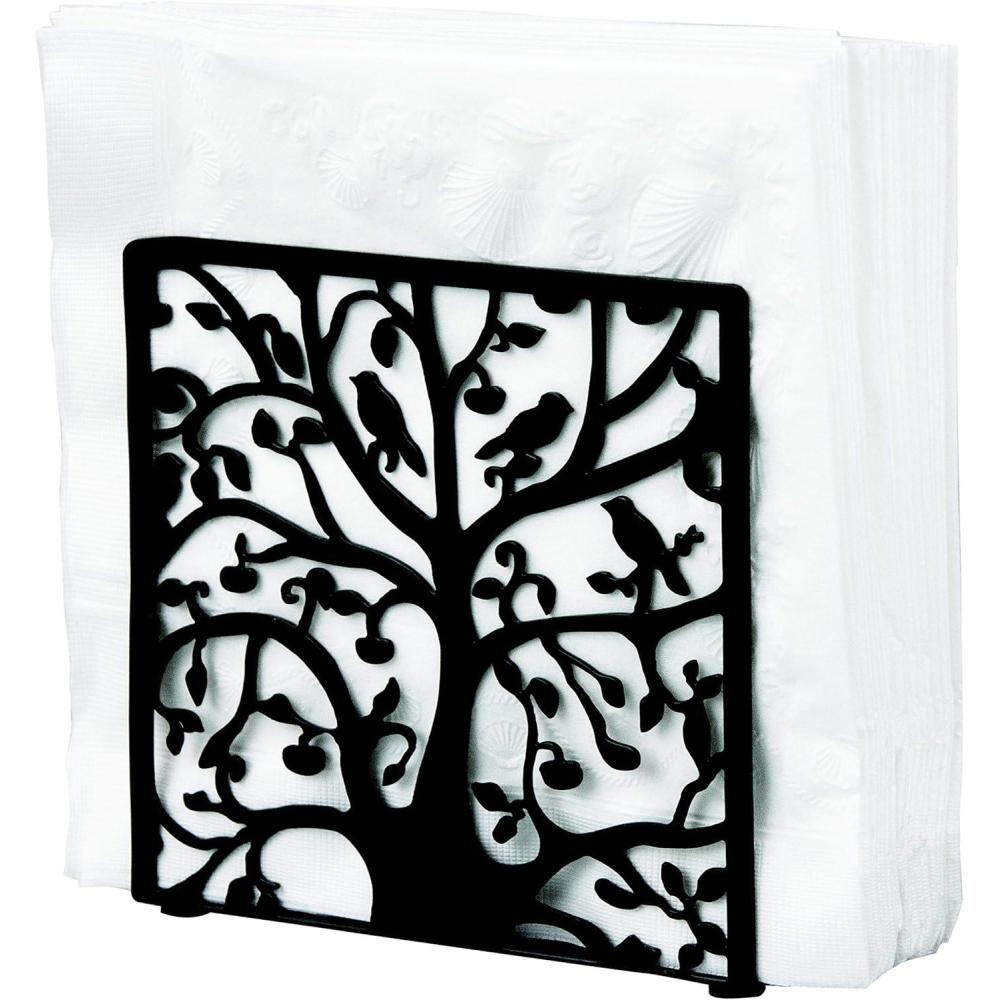 imageMyGift Modern Brass Tone Metal Wire Commercial Wall Mounted or Tabletop Paper Folded Towel Holder Dispenser Rack Tree and BirdTree and Bird