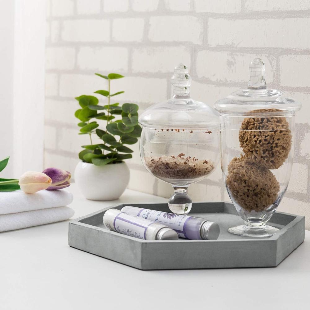 imageMyGift Modern Gray Concrete Hexagonal Decorative Display Bathroom Vanity TrayGrayhexagon