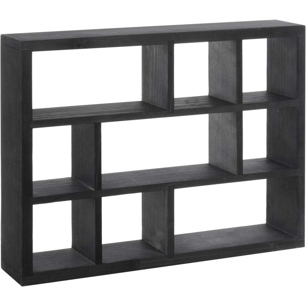 imageMyGift Premium Clear Acrylic Shadow Box with 9 Compartments Wall Mountable Knickknack Display Case Decorative Transparent Floating Shelf for Figurines Collectibles PlantsMatte Black