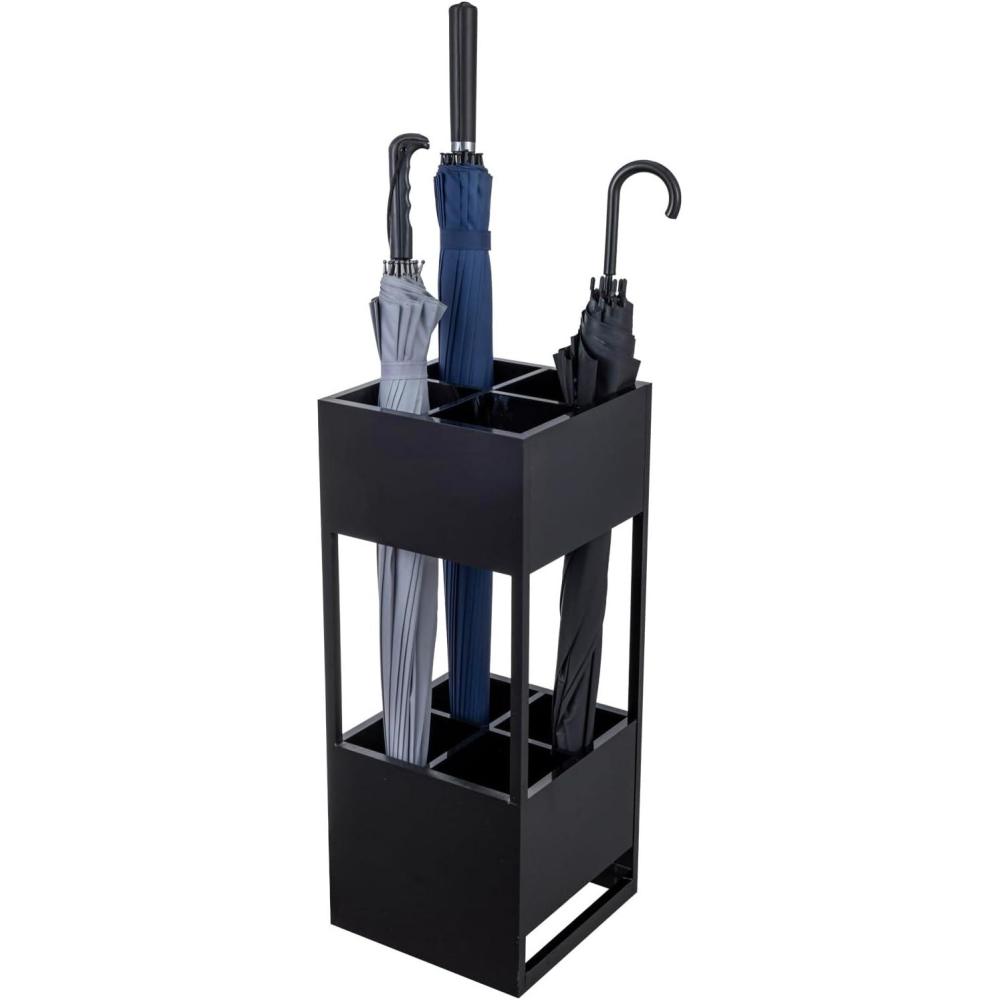 imageMyGift Premium Clear Acrylic Umbrella Holder Rack Freestanding Commercial Grade Hotel Style Stand for Long and Short Umbrellas Home StorageBlack