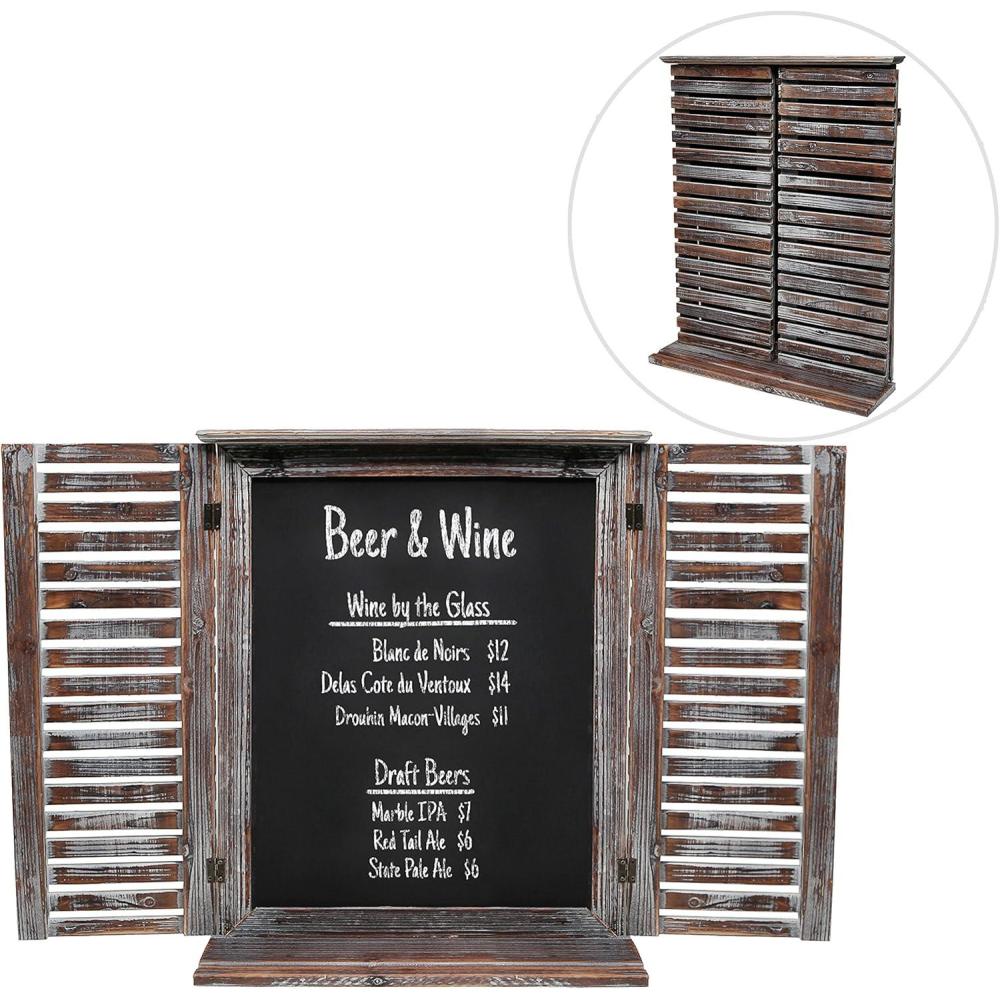 imageRustic Vintage Wood Standing ChalkboardWall Mounted Blackboard wFolding Shutter Doors MyGift