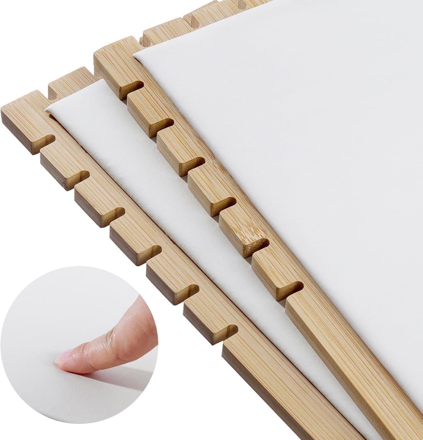 imagenecklace display standMyGift 2Pack Bamboo Jewelry Display Stands with PU Panel ampamp MultiRung Design Detachable Bases NonScratch Surface jewelry display for vendorsWhite