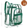 17 Inch Clear PVC Backpack with Green Trim and 5 Zipper Compartments, Transparent School Bookbag for Boys Girls, Travel or Work Bag for Men Women(Green (Set of 10))