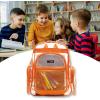 17 Inch Clear PVC Backpack with Green Trim and 5 Zipper Compartments, Transparent School Bookbag for Boys Girls, Travel or Work Bag for Men Women(Orange (Pack of 10))