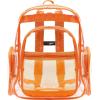 17 Inch Clear PVC Backpack with Green Trim and 5 Zipper Compartments, Transparent School Bookbag for Boys Girls, Travel or Work Bag for Men Women(Orange)