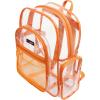 17 Inch Clear PVC Backpack with Green Trim and 5 Zipper Compartments, Transparent School Bookbag for Boys Girls, Travel or Work Bag for Men Women(Orange)