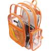 17 Inch Clear PVC Backpack with Green Trim and 5 Zipper Compartments, Transparent School Bookbag for Boys Girls, Travel or Work Bag for Men Women(Orange)