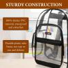 17 Inch Clear PVC Backpack with Purple Trim and 5 Zipper Compartments, Transparent School Bookbag for Boys Girls, Travel or Work Bag for Men Women(Black)