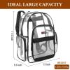 17 Inch Clear PVC Backpack with Purple Trim and 5 Zipper Compartments, Transparent School Bookbag for Boys Girls, Travel or Work Bag for Men Women(Black)