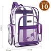 17 Inch Clear PVC Backpack with Purple Trim and 5 Zipper Compartments, Transparent School Bookbag for Boys Girls, Travel or Work Bag for Men Women(Purple (Set of 10))