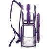 17 Inch Clear PVC Backpack with Purple Trim and 5 Zipper Compartments, Transparent School Bookbag for Boys Girls, Travel or Work Bag for Men Women(Purple (Set of 10))