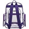 17 Inch Clear PVC Backpack with Purple Trim and 5 Zipper Compartments, Transparent School Bookbag for Boys Girls, Travel or Work Bag for Men Women(Purple (Set of 10))
