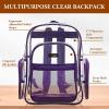 17 Inch Clear PVC Backpack with Purple Trim and 5 Zipper Compartments, Transparent School Bookbag for Boys Girls, Travel or Work Bag for Men Women(Purple (Set of 10))