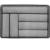 6 Compartment Metal Mesh Kitchen Utensil Drawer Organizer Insert, Cutlery Storage Tray, Black