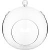 7-Inch Large Clear Glass Hanging Air Plant Terrarium Ball/Votive Candle Holder w/Flat Base & Loop Hook