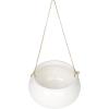 Mediterranean Style Round White Ceramic Hanging 7 inch Planter Pot with Jute Twine String