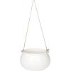 Mediterranean Style Round White Ceramic Hanging 7 inch Planter Pot with Jute Twine String