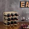 MyGif Brass Wine Rack for 9 Bottles – Modern Metal Tabletop Holder, Horizontal Storage for Kitchen, Bar & Dining Room – Rustic Industrial Decor with Gold Finish(Brass)