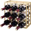 MyGif Brass Wine Rack for 9 Bottles – Modern Metal Tabletop Holder, Horizontal Storage for Kitchen, Bar & Dining Room – Rustic Industrial Decor with Gold Finish(Brass)
