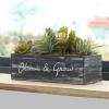 MyGift 10 Inch Artificial Succulent Small Fake Plant Arrangement in Rustic Brown Planter Box with Decorative Bloom & Grow Cursive Writing