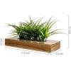 MyGift 10 Inch Fake Grass Artificial Plants in Rectangular Black Wood Planter – Faux Plants Indoor for Tabletop Centerpiece Décor(Acacia Wood)