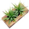 MyGift 10 Inch Fake Grass Artificial Plants in Rectangular Black Wood Planter – Faux Plants Indoor for Tabletop Centerpiece Décor(Brown)