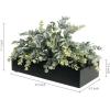 MyGift 10 Inch Fake Grass Artificial Plants in Rectangular Black Wood Planter – Faux Plants Indoor for Tabletop Centerpiece Décor(Ink Black)
