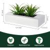 MyGift 10 Inch Fake Grass Artificial Plants in Rectangular Black Wood Planter – Faux Plants Indoor for Tabletop Centerpiece Décor(White)