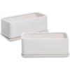 MyGift 10 Inch Modern Unglazed White Ceramic Indoor Plant Pot with Drainage Hole, Rectangular Succulent Planter Window Box with Removable Saucer, 1 Pack(10 inch – 2 Pack)
