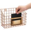 MyGift 10 Inch Wall Mounted Matte Black Metal Wire Storage Baskets with Chalkboard Labels, Small Hanging Organizer Bins for Home Entryway Kitchen Pantry Closet, Set of 3(Copper)