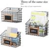 MyGift 10 Inch Wall Mounted Matte Black Metal Wire Storage Baskets with Chalkboard Labels, Small Hanging Organizer Bins for Home Entryway Kitchen Pantry Closet, Set of 3(Black)