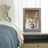 MyGift 11 x 15 Inch Wall Mounted Solid Wood Deep Shadow Box with Vintage Coal Black Finish and Cork Backing, Premium Clear Acrylic Viewing Panels, and Hinged Door Magnetic Closure(Grey)