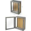 MyGift 11 x 15 Inch Wall Mounted Solid Wood Deep Shadow Box with Vintage Coal Black Finish and Cork Backing, Premium Clear Acrylic Viewing Panels, and Hinged Door Magnetic Closure(Grey)