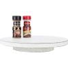 MyGift 12.8 Inch Round Rustic Torched Wood Lazy Susan Spinning Turntable Tray, Rotating Wooden Countertop Spice Rack, Kitchen Cabinet Organizer Home Decor(Vintage White)