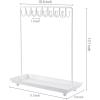 MyGift 14 Inch Brass Metal Jewelry Organizer Stand for Necklaces with 20 Hooks and Ring Tray(White)