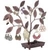 MyGift 14-Inch Modern Bronze Jewelry Organizer Tree with Bird Nest – Holds 48 Earrings, Necklace & Bracelet Stand, Metal Tabletop Display for Rings, Trinkets – Decorative Storage for Home Décor(Bronze Metal)