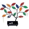 MyGift 14-Inch Modern Bronze Jewelry Organizer Tree with Bird Nest – Holds 48 Earrings, Necklace & Bracelet Stand, Metal Tabletop Display for Rings, Trinkets – Decorative Storage for Home Décor(Multicolored Metal)