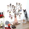 MyGift 14-Inch Modern Bronze Jewelry Organizer Tree with Bird Nest – Holds 48 Earrings, Necklace & Bracelet Stand, Metal Tabletop Display for Rings, Trinkets – Decorative Storage for Home Décor(Bronze)