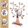 MyGift 14-Inch Modern Bronze Jewelry Organizer Tree with Bird Nest – Holds 48 Earrings, Necklace & Bracelet Stand, Metal Tabletop Display for Rings, Trinkets – Decorative Storage for Home Décor(Bronze)
