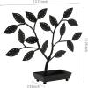 MyGift 14-Inch Modern Bronze Jewelry Organizer Tree with Bird Nest – Holds 48 Earrings, Necklace & Bracelet Stand, Metal Tabletop Display for Rings, Trinkets – Decorative Storage for Home Décor(Black Metal)