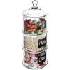 MyGift 16 inch Lidded 3 Tier Stackable Clear Glass Candy Dishes, Apothecary Jars with Chalkboard Labels